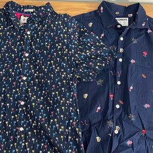 Bundle of two express & original penguin short sleeve shirts.